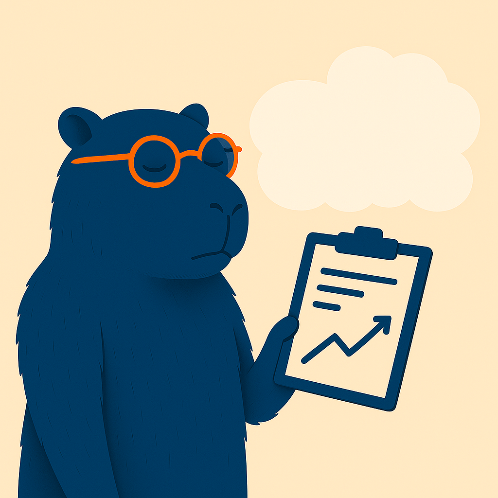 Blue bear with clipboard