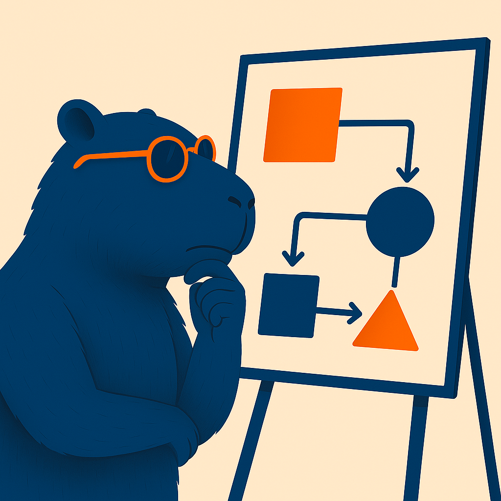 Blue bear with presentation board