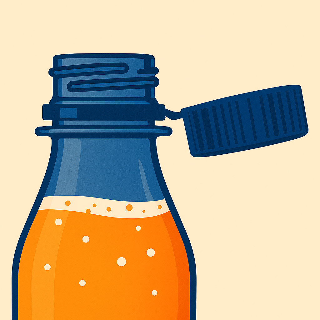 Blue bottle with orange liquid